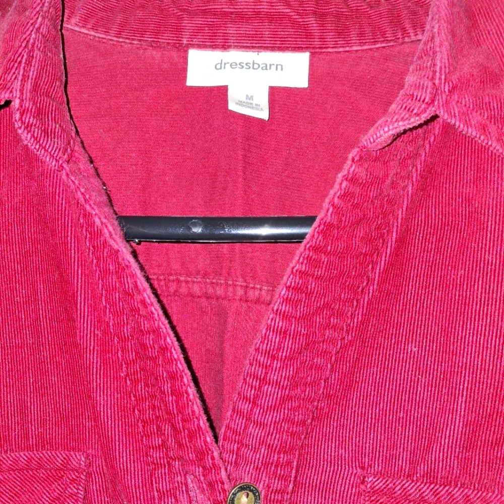 DRESSBARN, SUPER SOFT,CUTE CORDUROY BUTTON UP QTR. SLEEVE! WEAR AS A JACKET/TOP